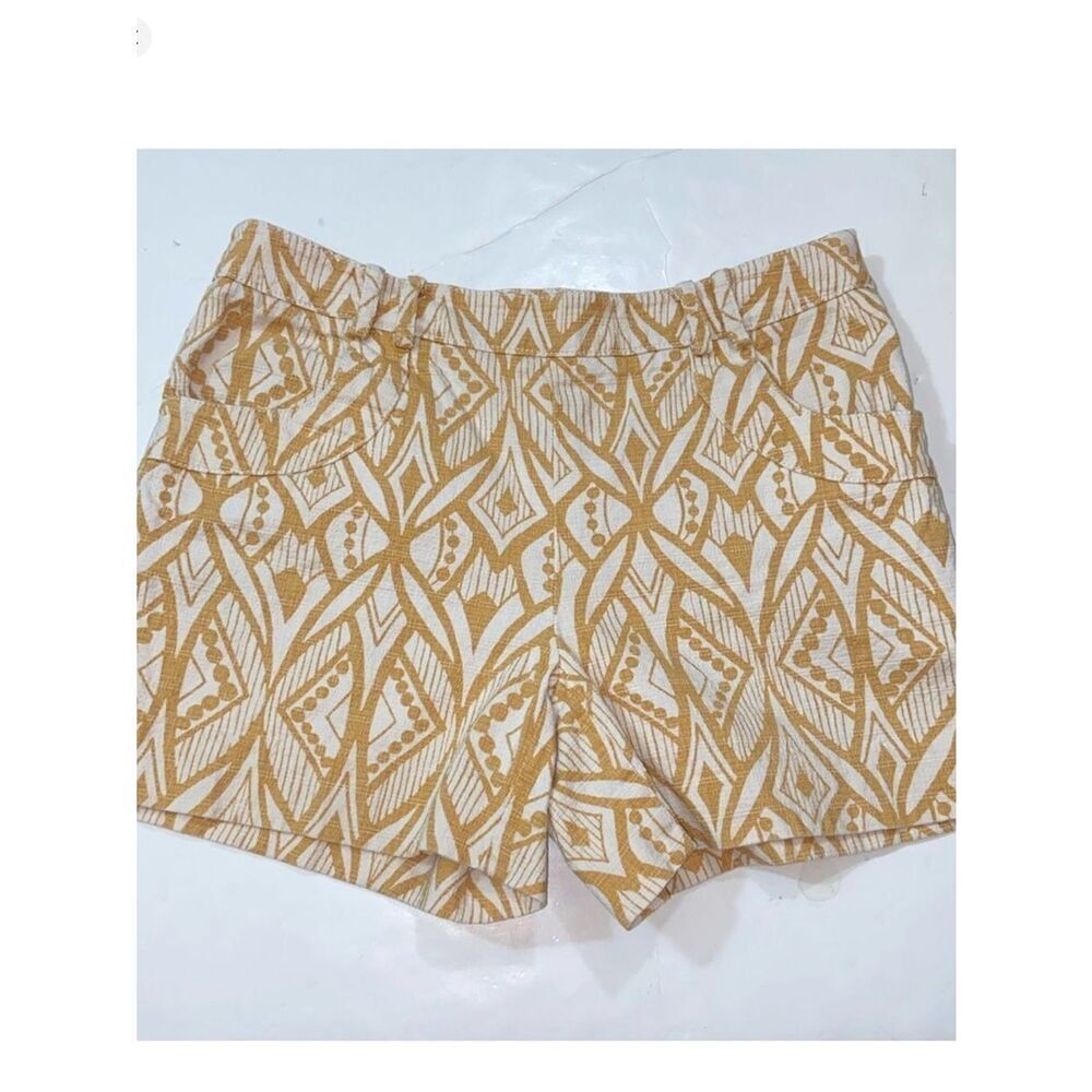 Elevenses Geometric Patterned Tan And Cream Women’s Shorts Size USA 0